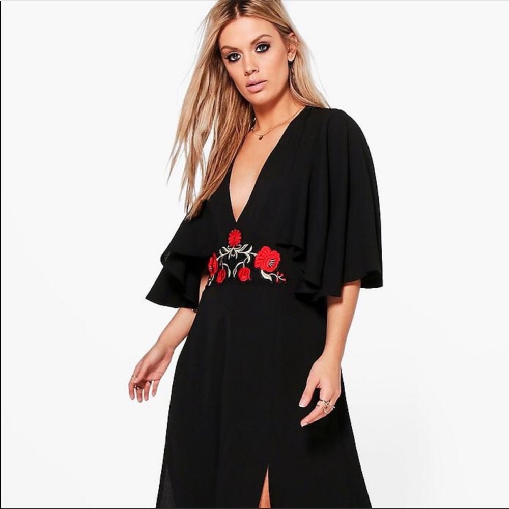 Boohoo Maxi Embroidered Dress